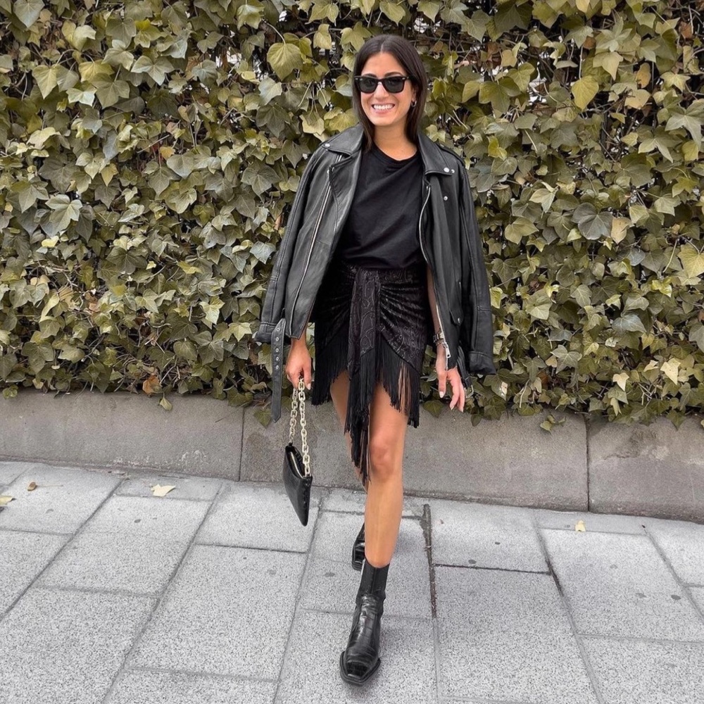 Zara Printed Fringe Skirt